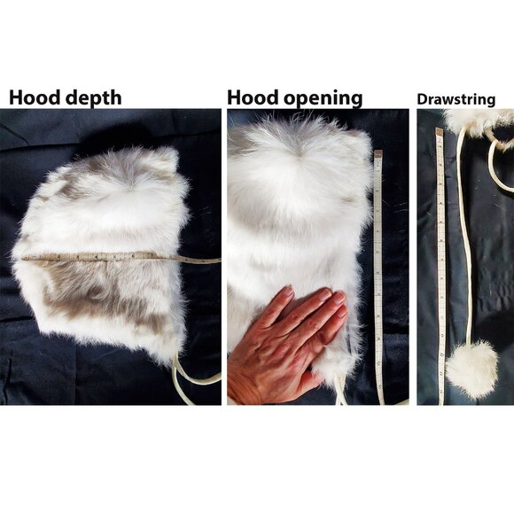 Like New Vintage Handmade Genuine Rabbit Pom-pom Drawstring Hood main image 7